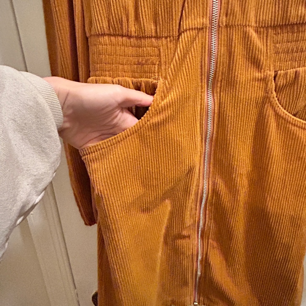 Women's Corduroy Zipper Dress - Picture 3 of 6